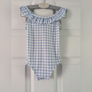 Carter's Blue and White Gingham Kids Swim One Piece
